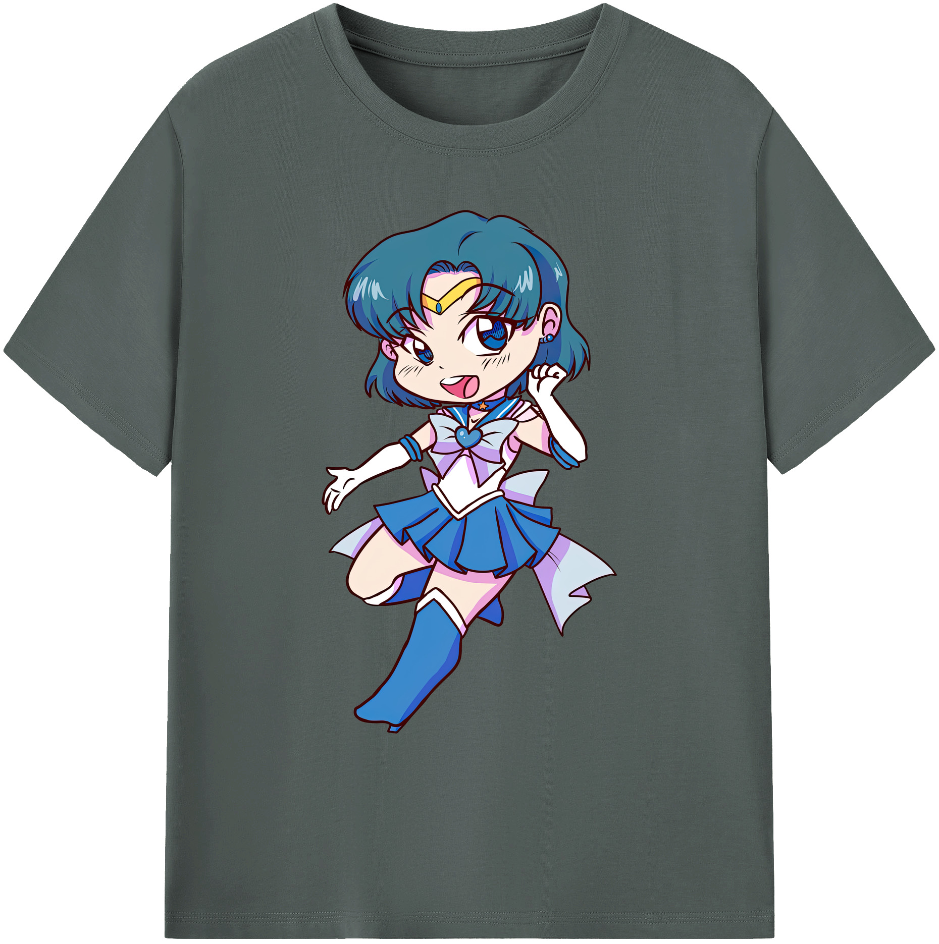 （画像用） 美少女戦士セーラームーン 水野 亜美 みずの あみ Sailor Moon Mizuno Ami 綿100％ メンズ半袖Tシャツ｜肌触りやわらか＆通気性